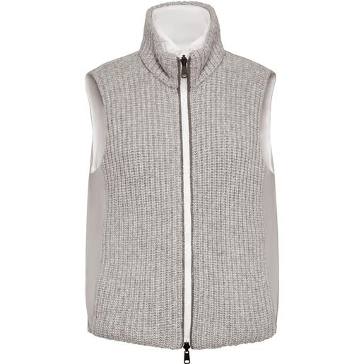 Brunello Cucinelli gilet imbottito a coste - grigio