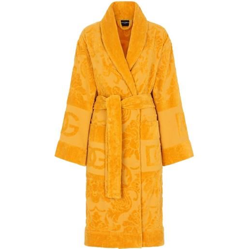 Dolce & Gabbana vestaglia in spugna di cotone con effetto jacquard - arancione