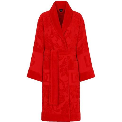 Dolce & Gabbana vestaglia in spugna di cotone con effetto jacquard - rosso