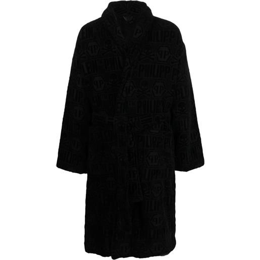 Philipp Plein accappatoio con stampa e perline - nero