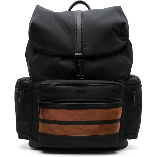 Zegna zaino con bordo a righe - nero