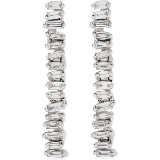 Suzanne Kalan orecchini linear baby tennis in oro bianco 18kt con diamanti - argento