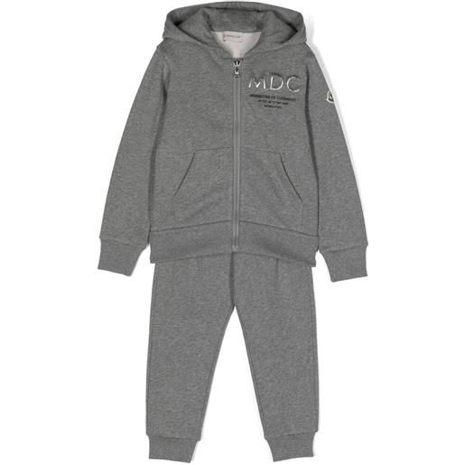 Moncler Enfant tuta sportiva con ricamo - grigio