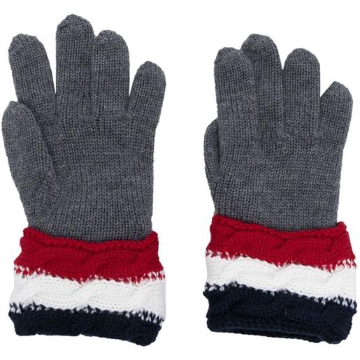 Moncler Enfant guanti con dettaglio a righe - grigio