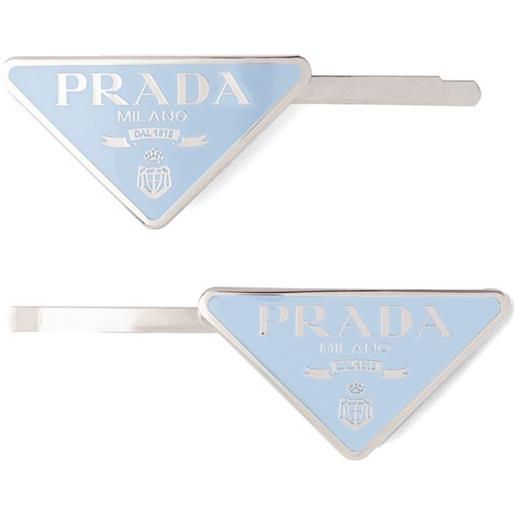 Prada fermaglio con logo a triangolo - blu