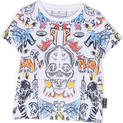 Philipp Plein Junior t-shirt con stampa grafica - bianco