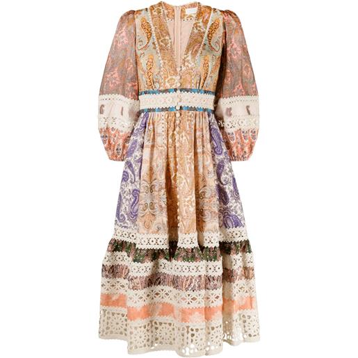 ZIMMERMANN abito midi con stampa - toni neutri