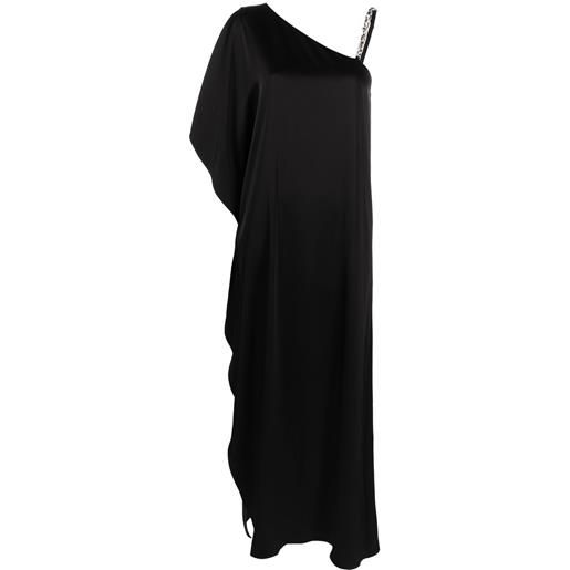 alice + olivia abito da sera tae asimmetrico con decorazione di cristalli - nero