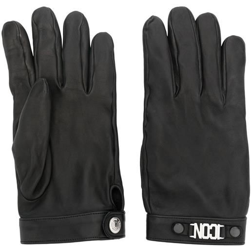 DSQUARED2 logo-plaque leather gloves - nero