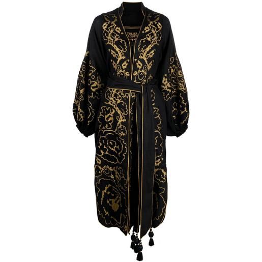 Yuliya Magdych abito con ricamo a fiori - nero