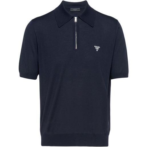 Prada polo con mezza zip - blu