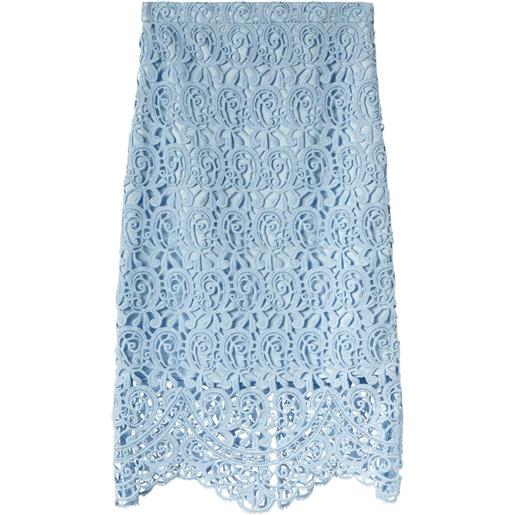 Burberry gonna a matita con ricamo - blu