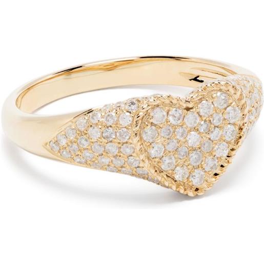 Yvonne Léon anello a sigillo baby chevalier coeur in oro giallo 9kt con diamanti