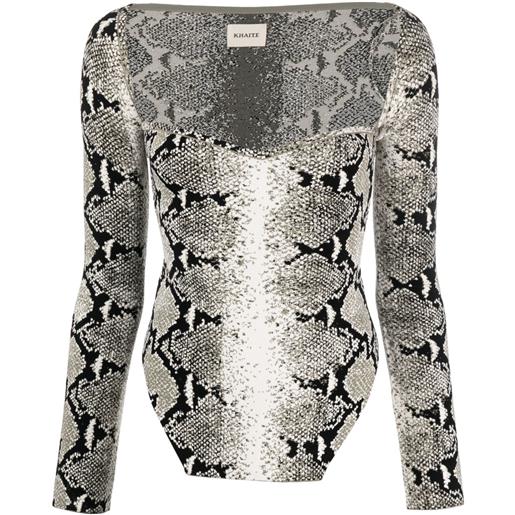 KHAITE body maddy con effetto serpente jacquard - verde