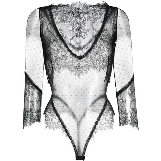 Maison Close body inspiration divine in pizzo - nero