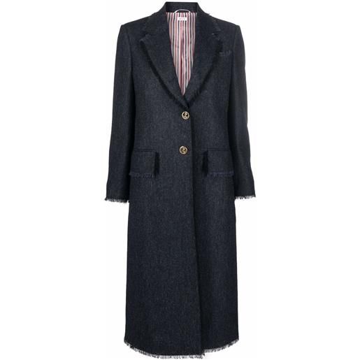 Thom Browne cappotto monopetto in tweed - blu
