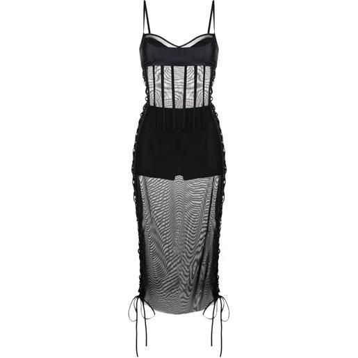 Monse abito midi con lacci - nero