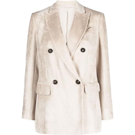 Brunello Cucinelli blazer a coste doppiopetto - toni neutri
