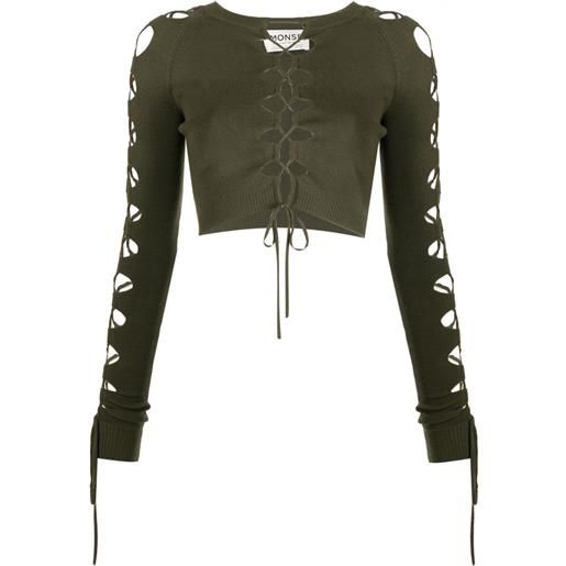 Monse maglione corto con lacci - verde