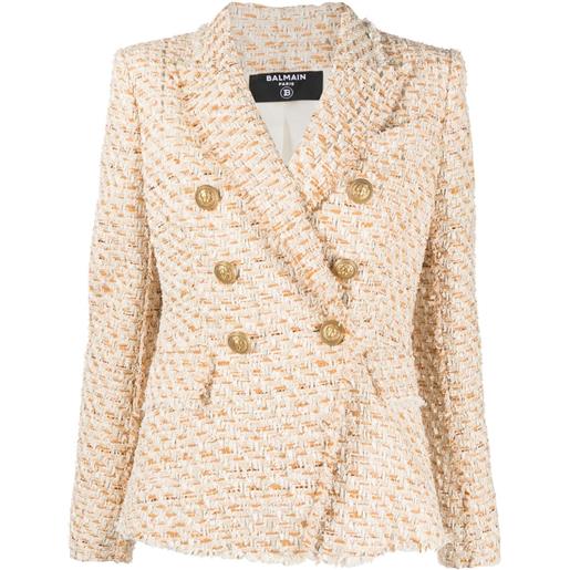 Balmain blazer doppiopetto in tweed - toni neutri