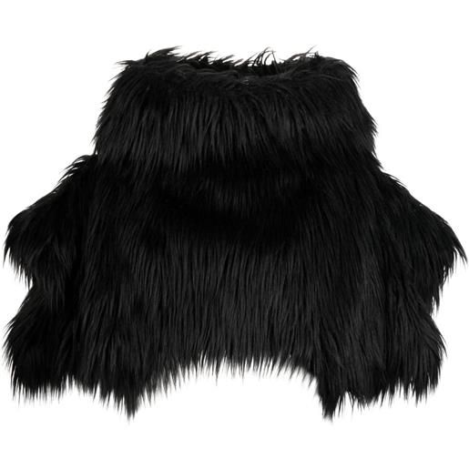 Comme Des Garçons mantella crop in pelliccia sintetica - nero