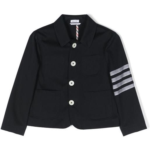 Thom Browne Kids blazer monopetto con dettaglio a righe - blu