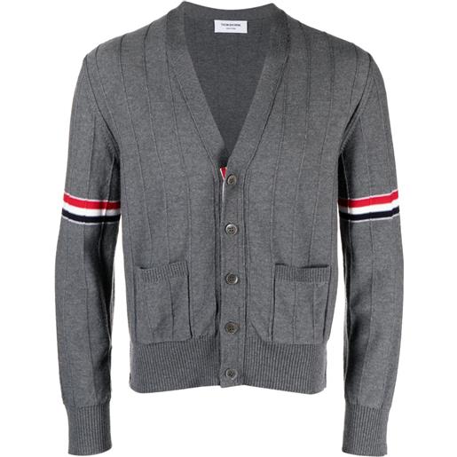 Thom Browne cardigan con scollo a v rwb - grigio
