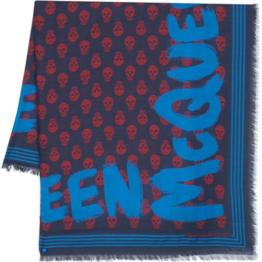 Alexander McQueen sciarpa mc. Queen graffiti con stampa - blu