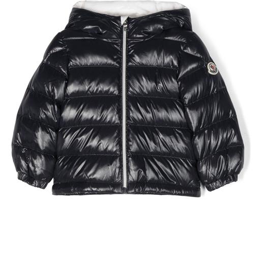 Moncler Enfant cappotto imbottito con applicazione - blu