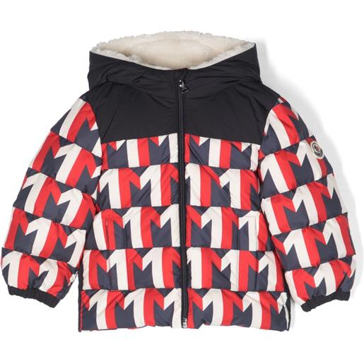 Moncler Enfant piumino eddie con monogramma - blu