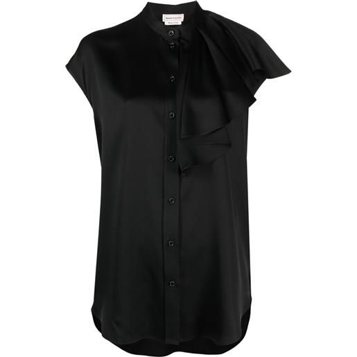 Alexander McQueen blusa smanicata con ruches - nero