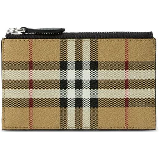 Burberry portacarte vintage check con zip - toni neutri
