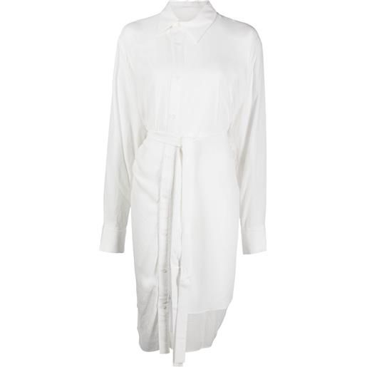 Yohji Yamamoto camicia asimmetrica con nodo alla vita - bianco
