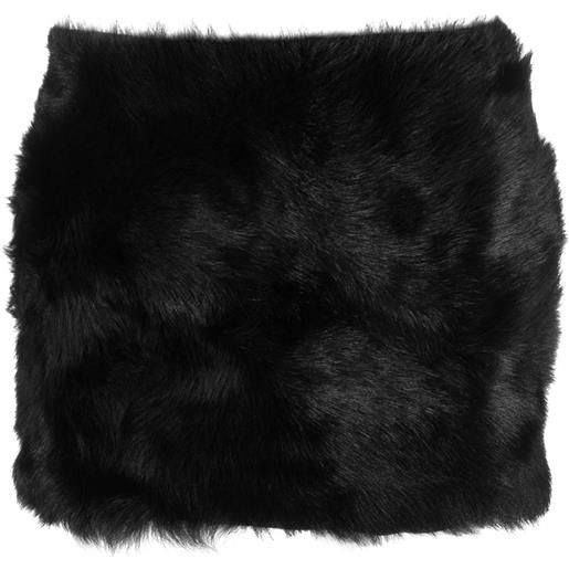 David Koma fleece-texture leather miniskirt - nero