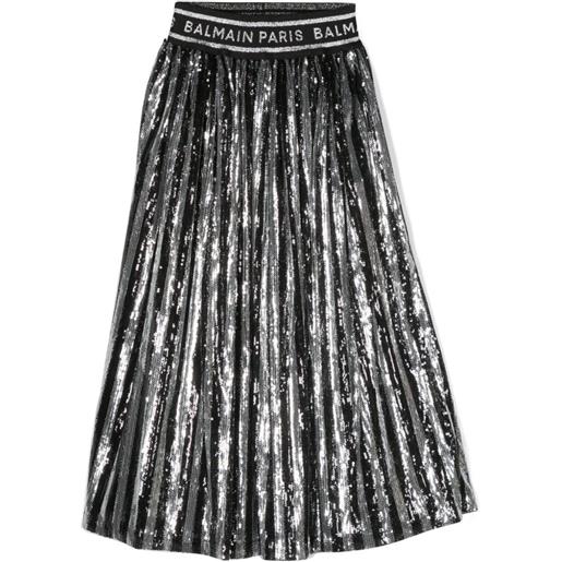 Balmain Kids gonna plissettata con paillettes - nero