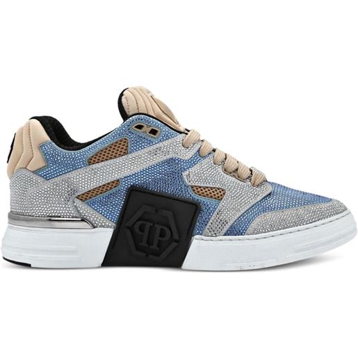Philipp Plein sneakers mix con applicazione - blu