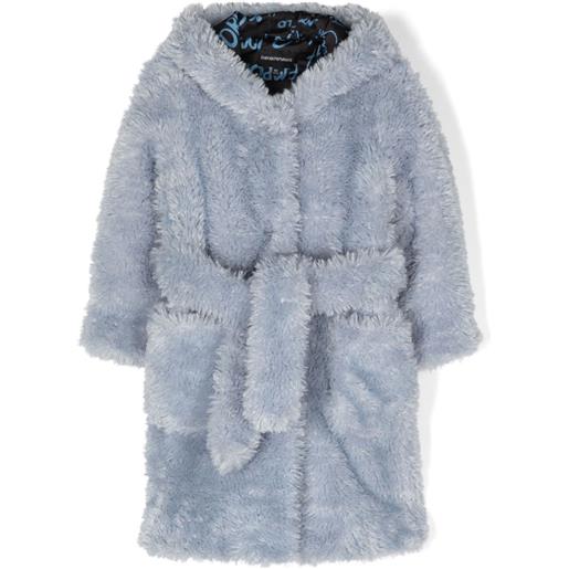 Emporio Armani Kids cappotto in finta pelliccia con cintura - blu