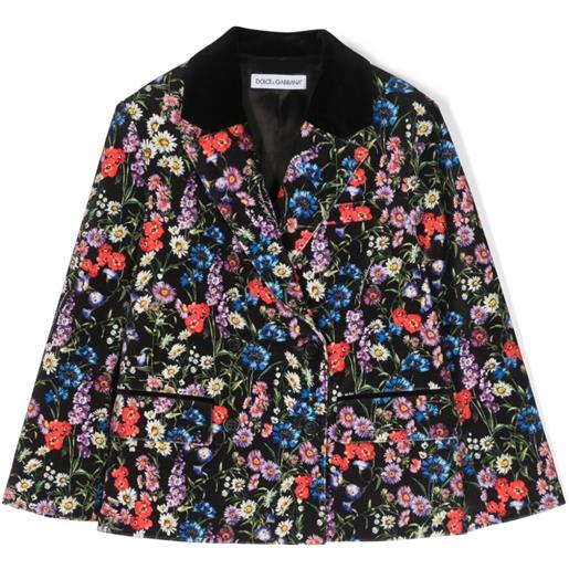 Dolce & Gabbana Kids blazer a fiori - nero