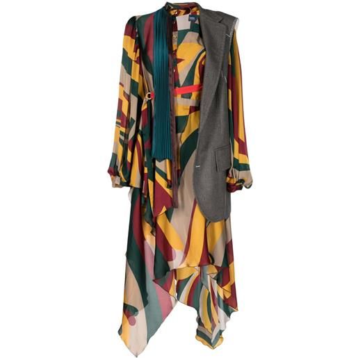 Kolor layered-panels asymmetric midi dress - multicolore