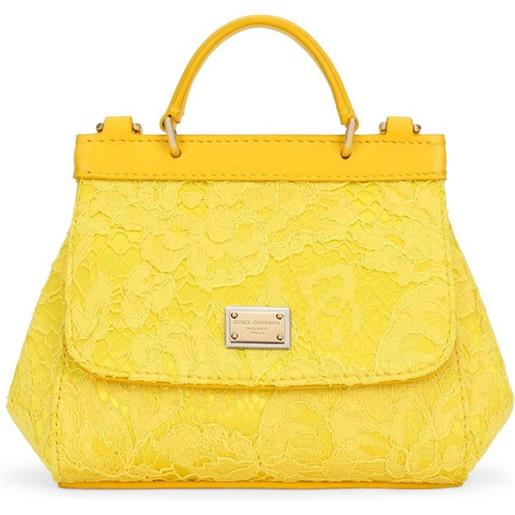 Dolce & Gabbana Kids borsa tote in pizzo - giallo