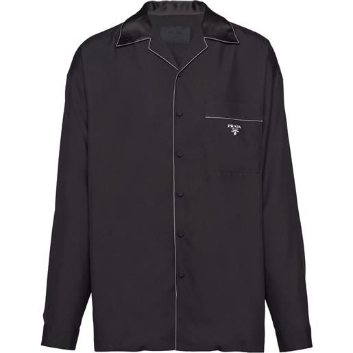 Prada camicia pigiama con bordo a contrasto - nero