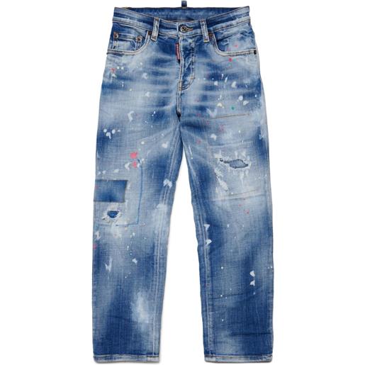 DSQUARED2 KIDS jeans dritti con ricamo - blu