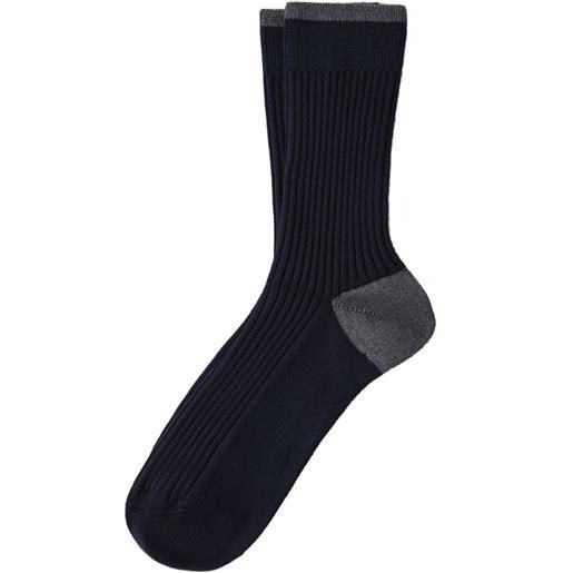Brunello Cucinelli calzini con bordo a contrasto - blu