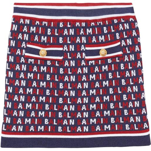Balmain Kids minigonna con logo dg jacquard - blu