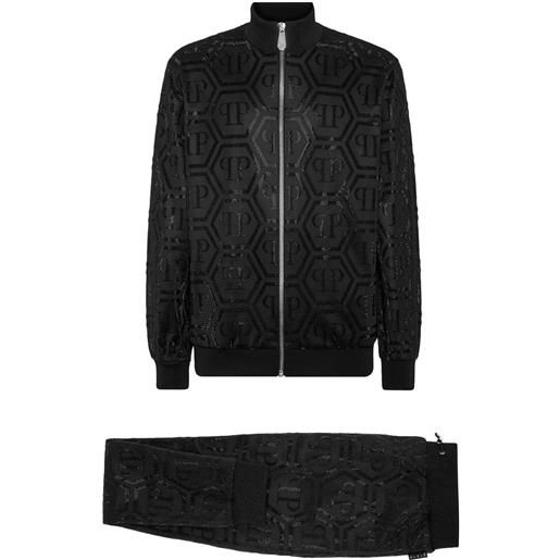 Philipp Plein tuta con monogramma - nero