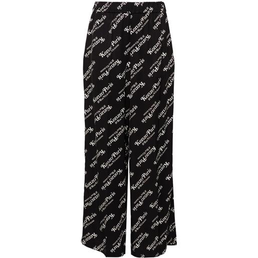 Kenzo pantaloni pigiama verdy con stampa - nero