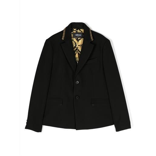 Versace Kids blazer monopetto con rifinitura greca - nero