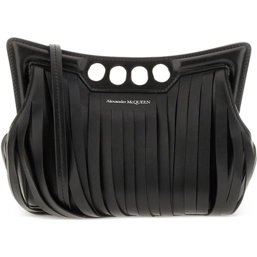Alexander McQueen borsa the peak mini con frange - nero
