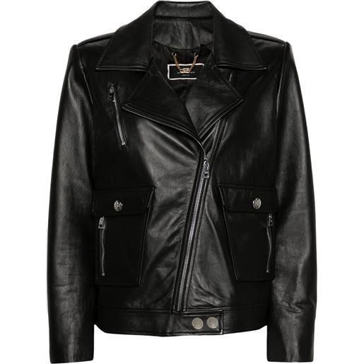Elisabetta Franchi giacca biker in pelle - nero