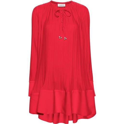 Lanvin abito corto con effetto plissettato - rosso